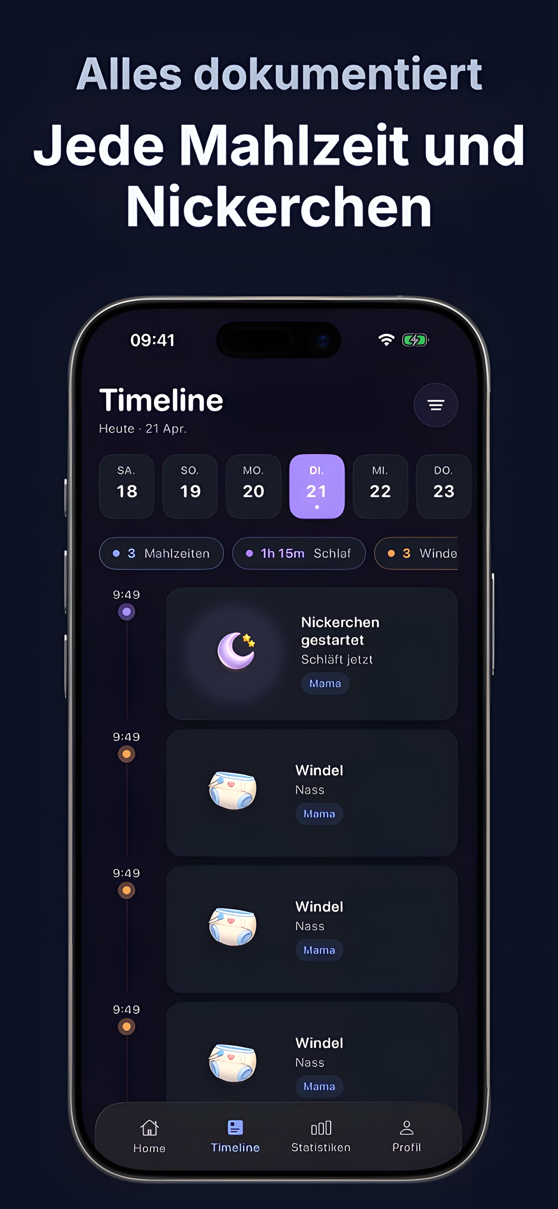 Momly Timeline-Ansicht